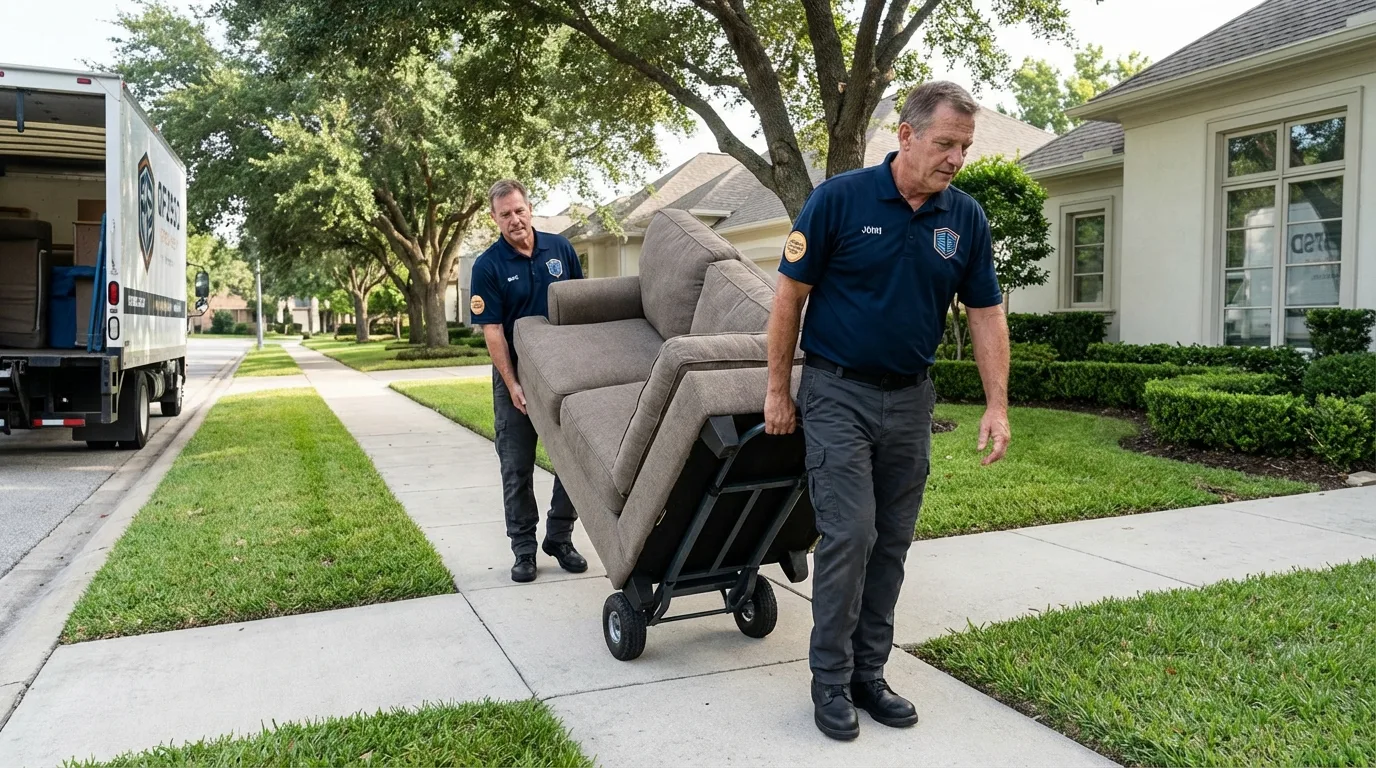 Local residential moving crew loading furniture in El Dorado, KS